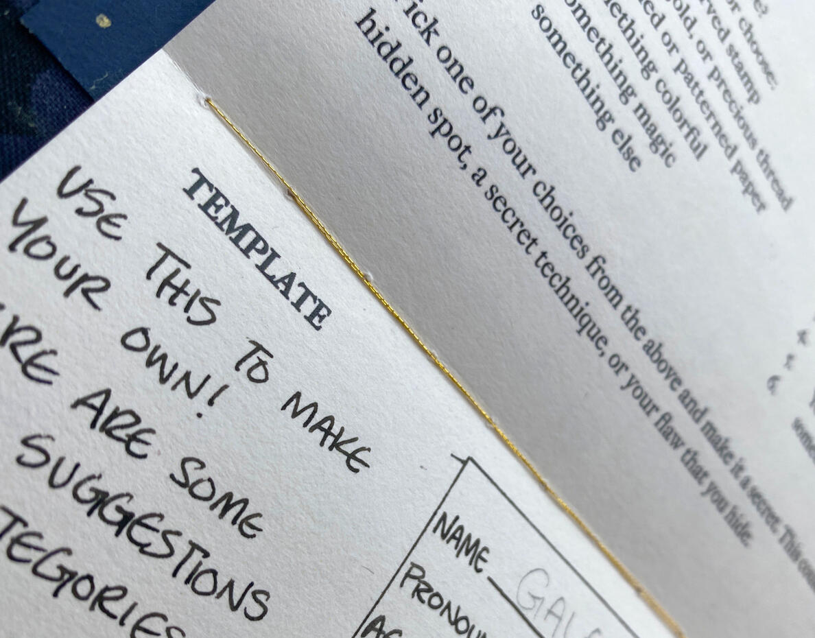 Saddlestiched gold thread for book interior.