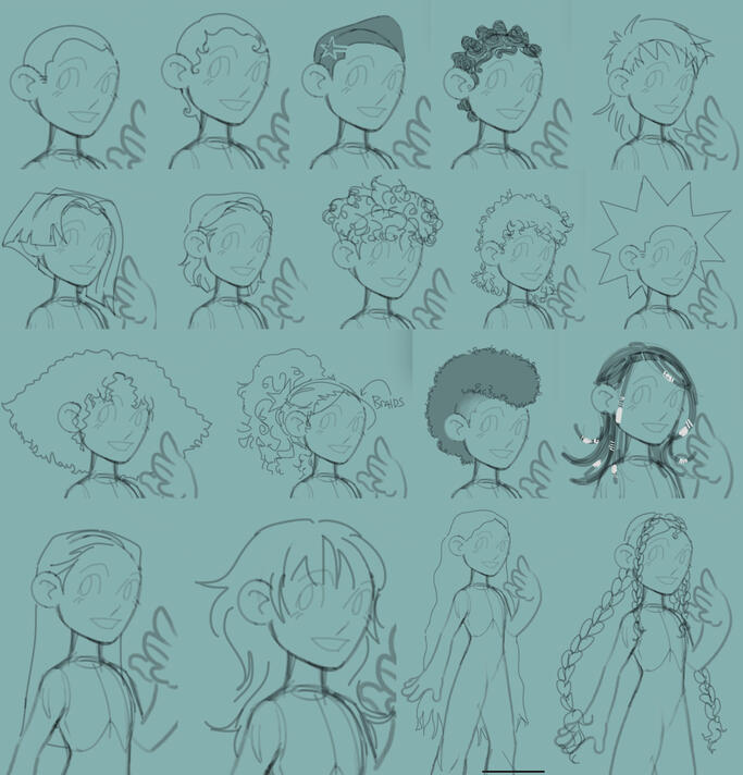 Hair concept pitches. All of these are available in game - plus some!
